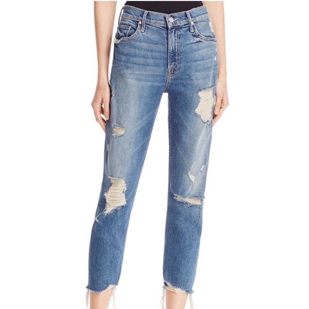 MOTHER The Sinner Jeans Ice Cream, You Scream Size 25 Distressed Mid-Rise Denim - Picture 15 of 15